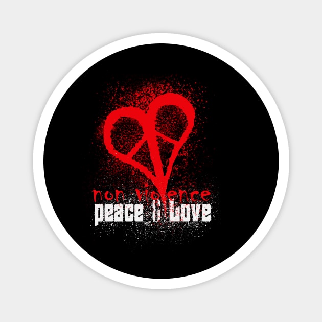 Non violence Peace and love Magnet by Goldewin